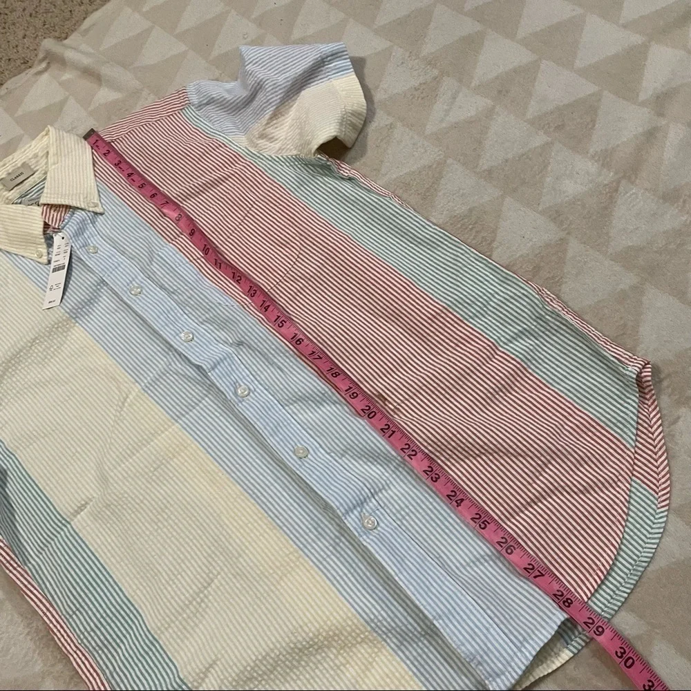 J crew short sleeve yarn dyed seersucker shirt runonrun stripe